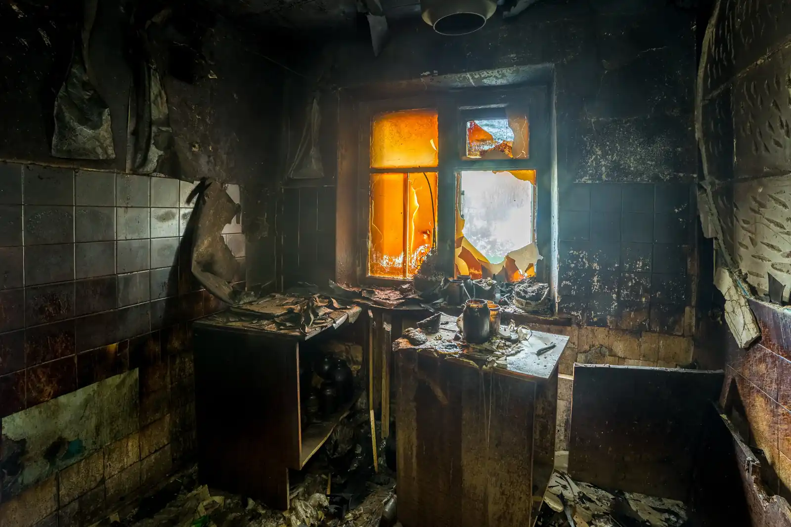 Fire damage restoration crew responding to a house fire in Saint Cloud, MN
